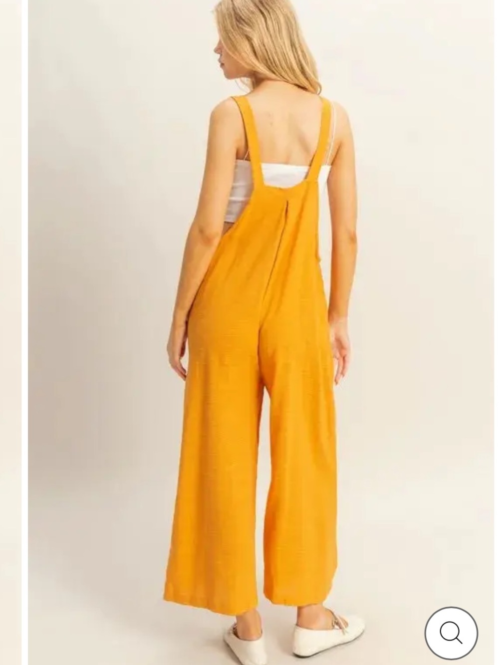 SHEIN Mustard Wide-Leg Linen Blend Overalls Jumpsuit - Picture 4 of 12